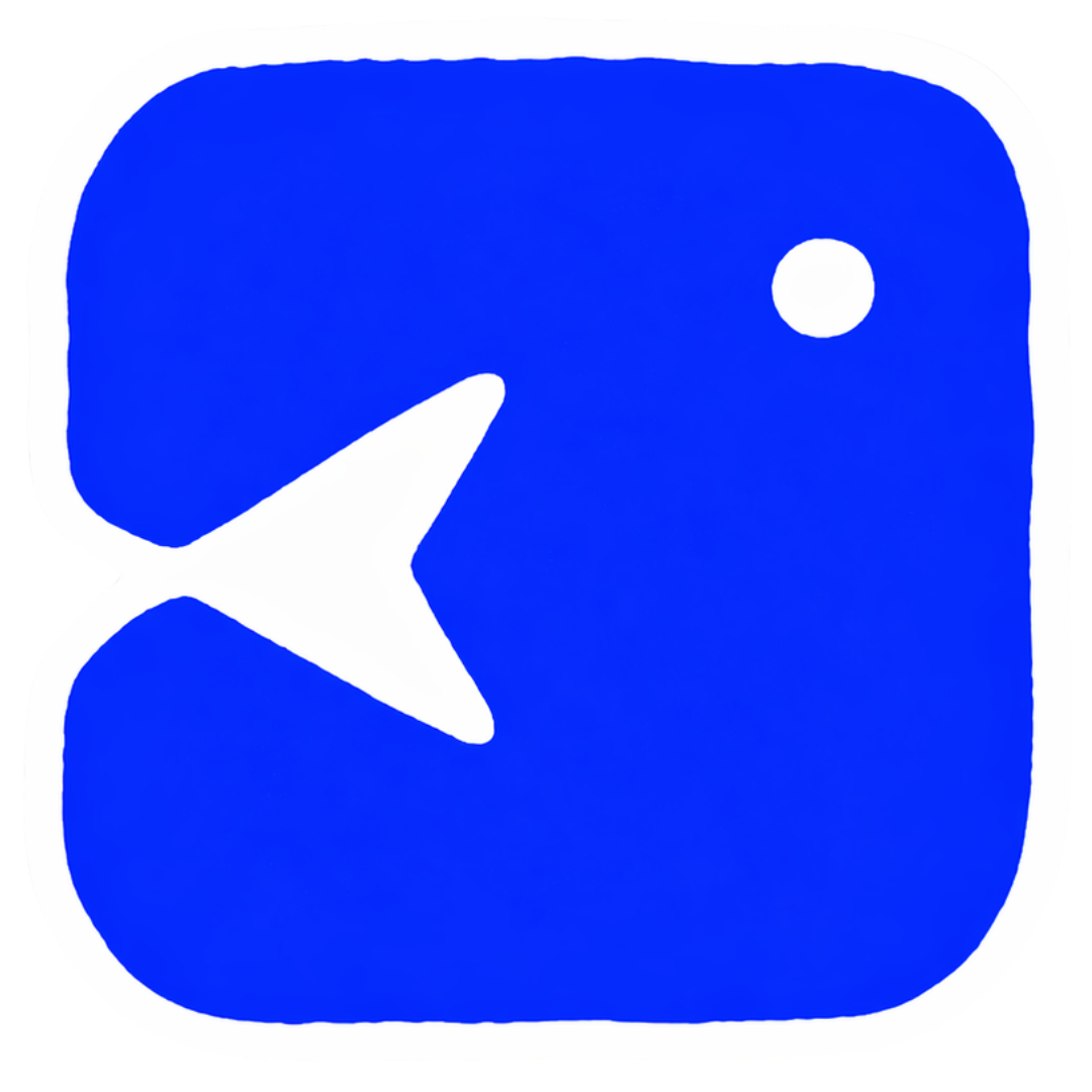 Logo bleu Klein représentant une sardine